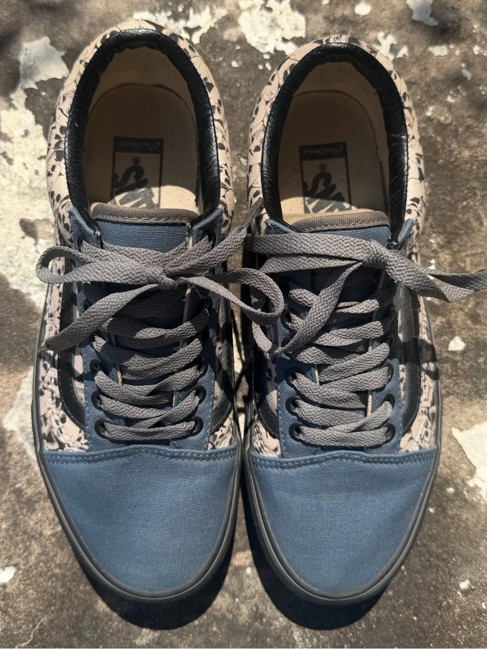 Vans Old Skool LowTop Platform Skull Print Sneakers Women Sz 8 Men 6.5 HIS QUEEN